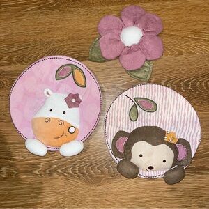 CoCaLo Baby Jacana 3 piece Plush Wall Hangings Monkey, Hippo, Flower